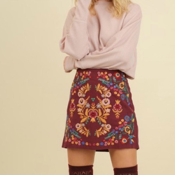 Embroidered Mini Skirt - Picture 1 of 2
